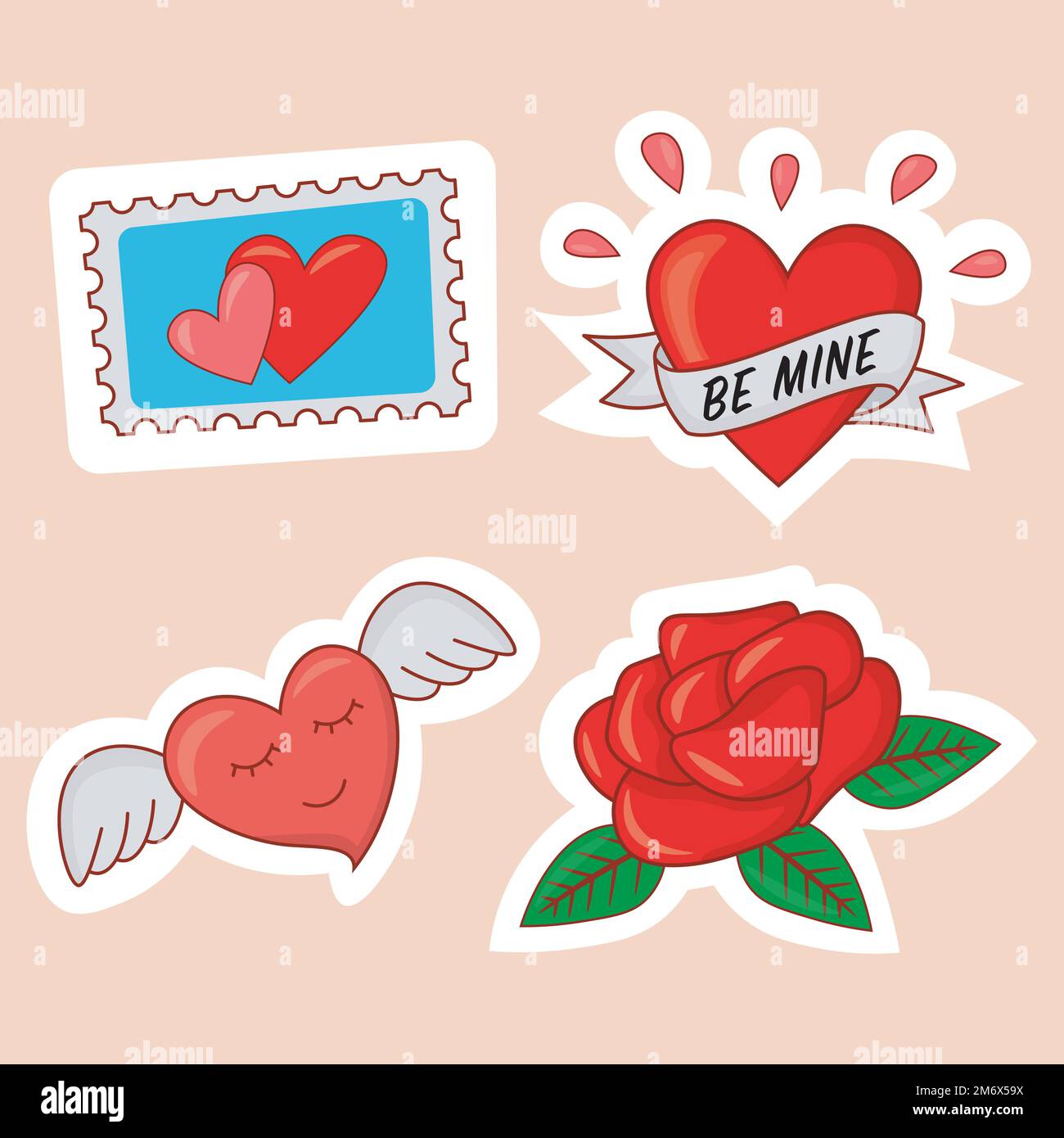 Valentines day and love stickers eps10 Royalty Free Vector