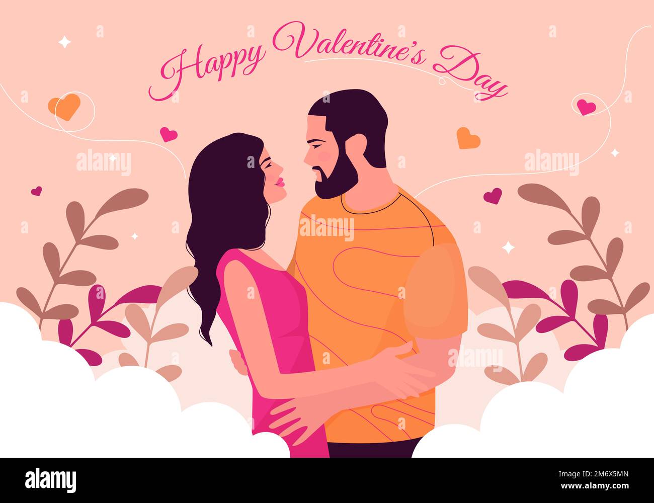 Valentines Day Greetings Card with Hugging Romantic Couple Stock Vector -  Illustration of flowers, lovers: 186398638