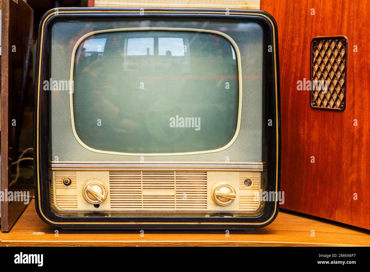 Vintage television . Old television set is placed in the electrical
