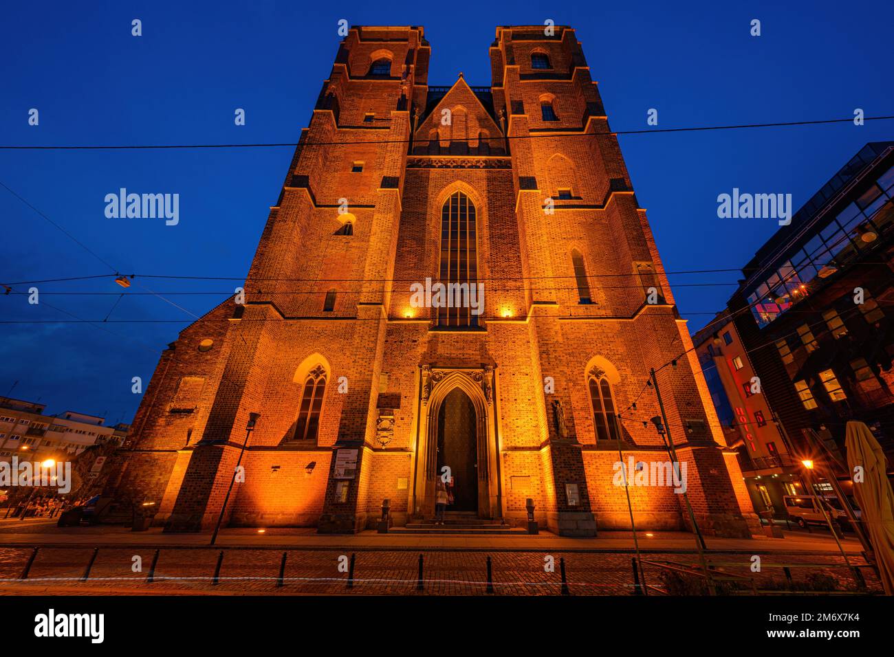 St. Mary Magdalene's Church in Wroclaw Poland. Night photo Stock Photo