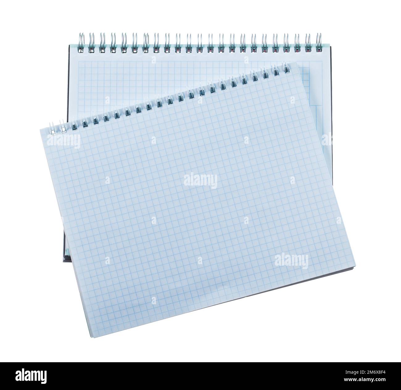 Blank checked notebooks isolated on white. Stock Photo