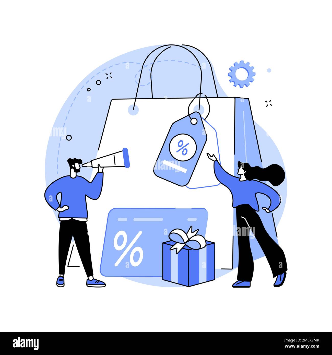 Promotional mix abstract concept vector illustration. Combination of