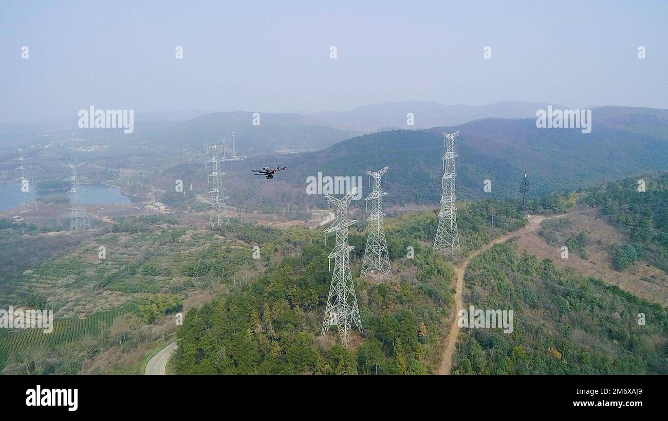 (230106) NANJING, Jan. 6, 2023 (Xinhua) An unmanned drone with