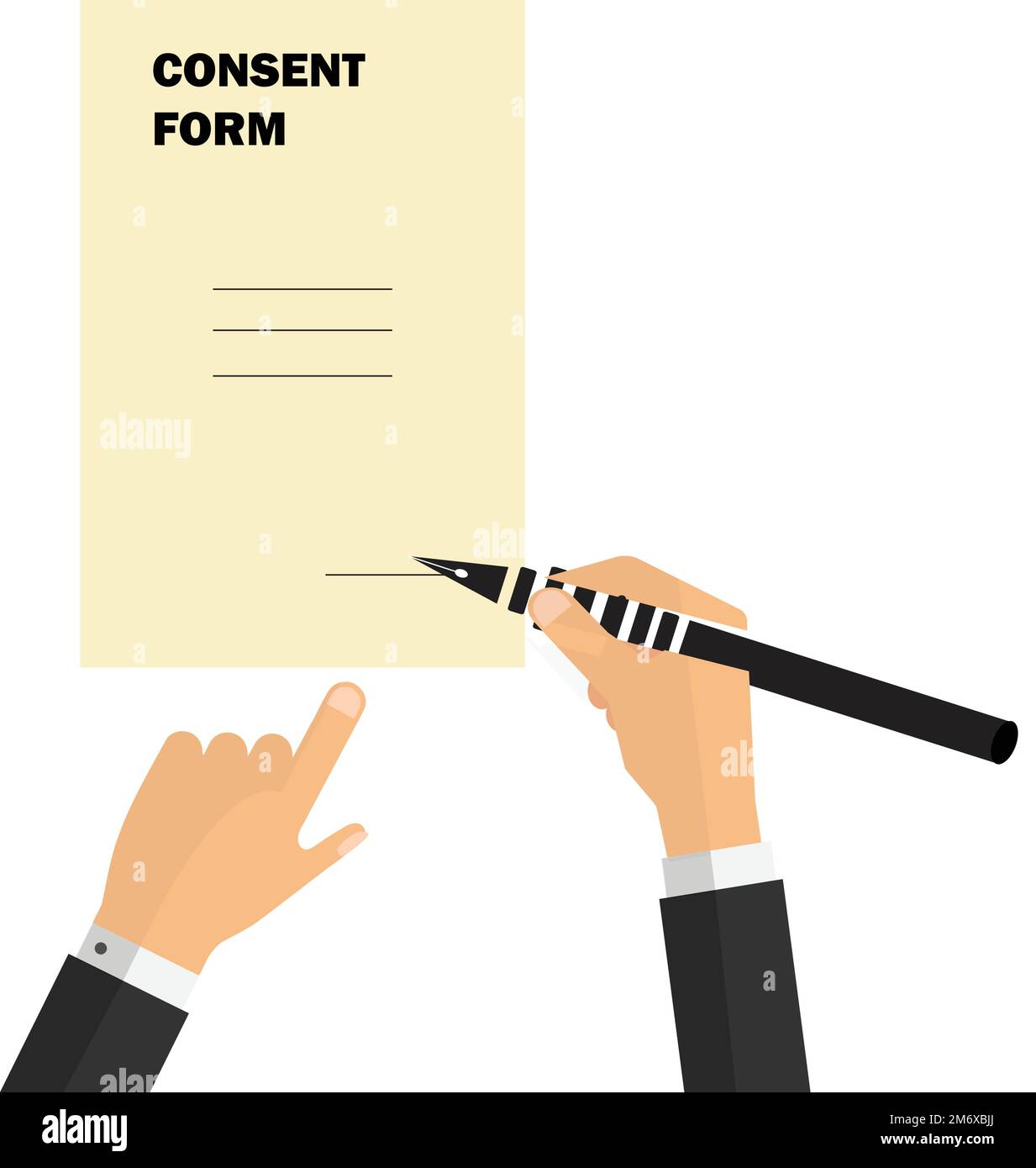 Hands of a person signing a consent form Stock Vector Image & Art Alamy