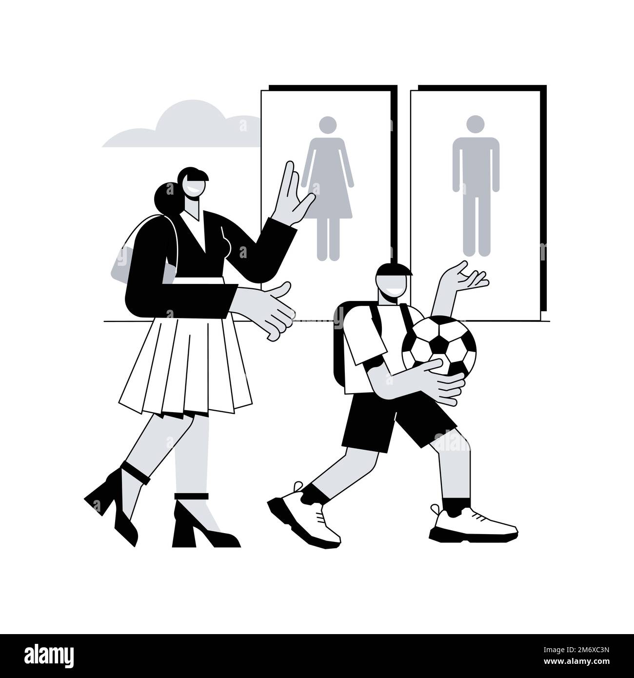 Public restrooms abstract concept vector illustration. Restrooms