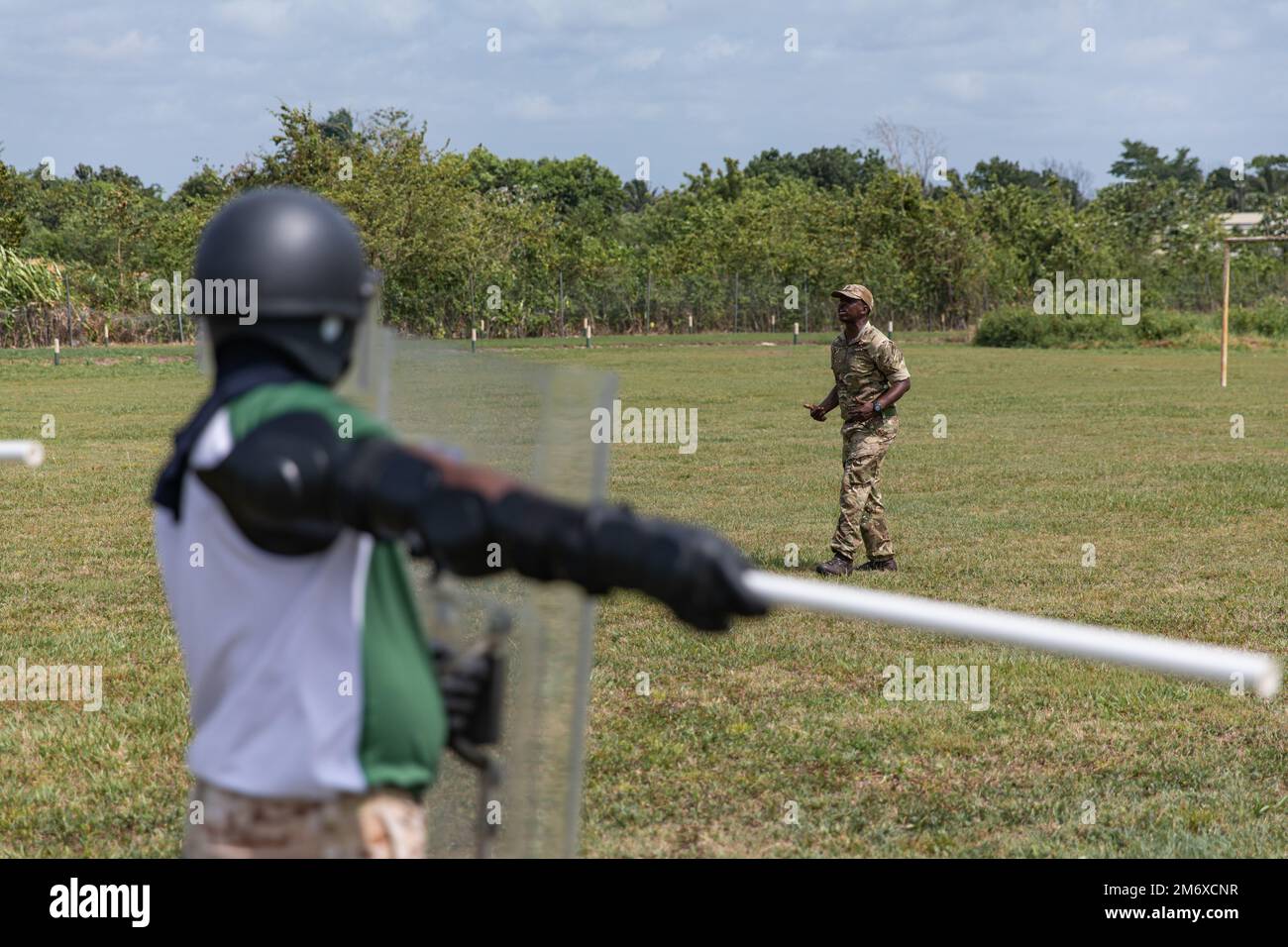 Royal Bermuda Regiment Colour Sgt. Sergio White gives instructions to