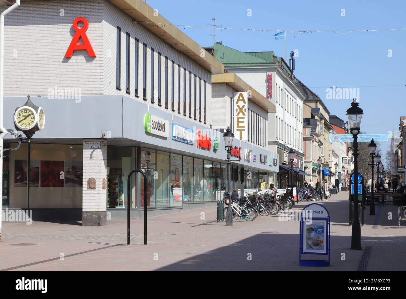 Nykoping, Sweden - April 18, 2021: View of the Storgatan street and the ...