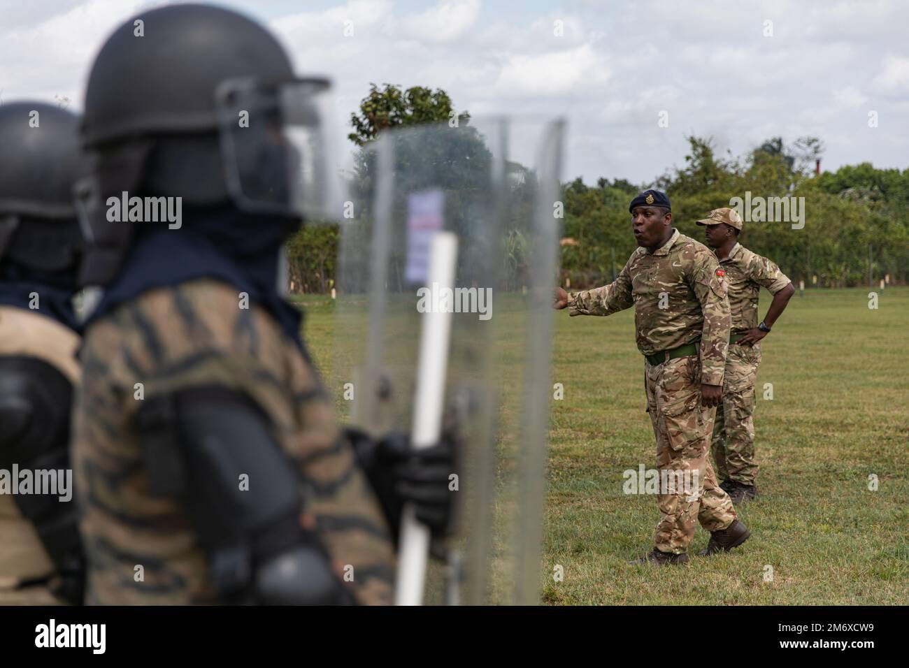 Royal Bermuda Regiment Colour Sgt. Shaun Williams gives instructions to