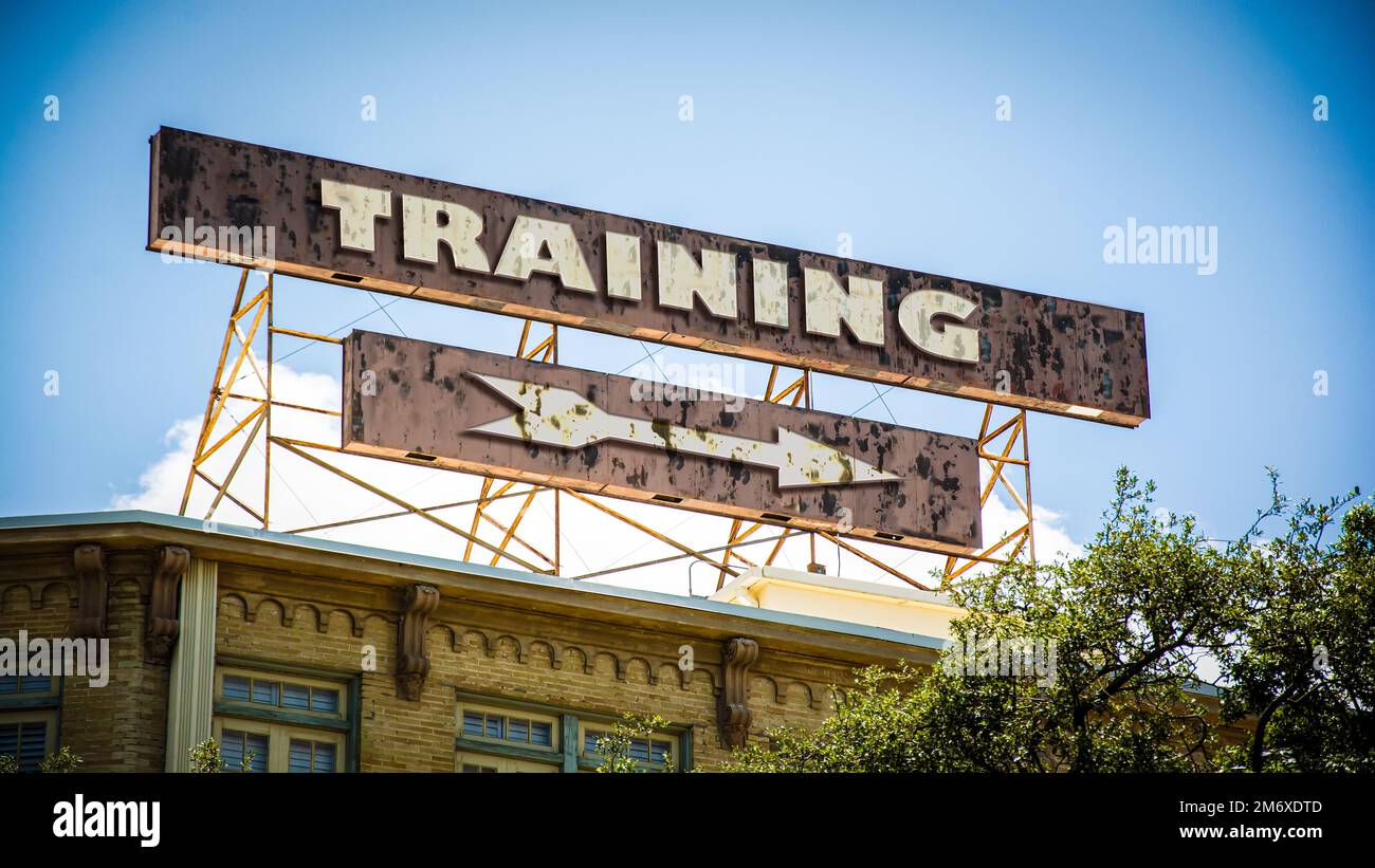 Street Sign to Training Stock Photo - Alamy