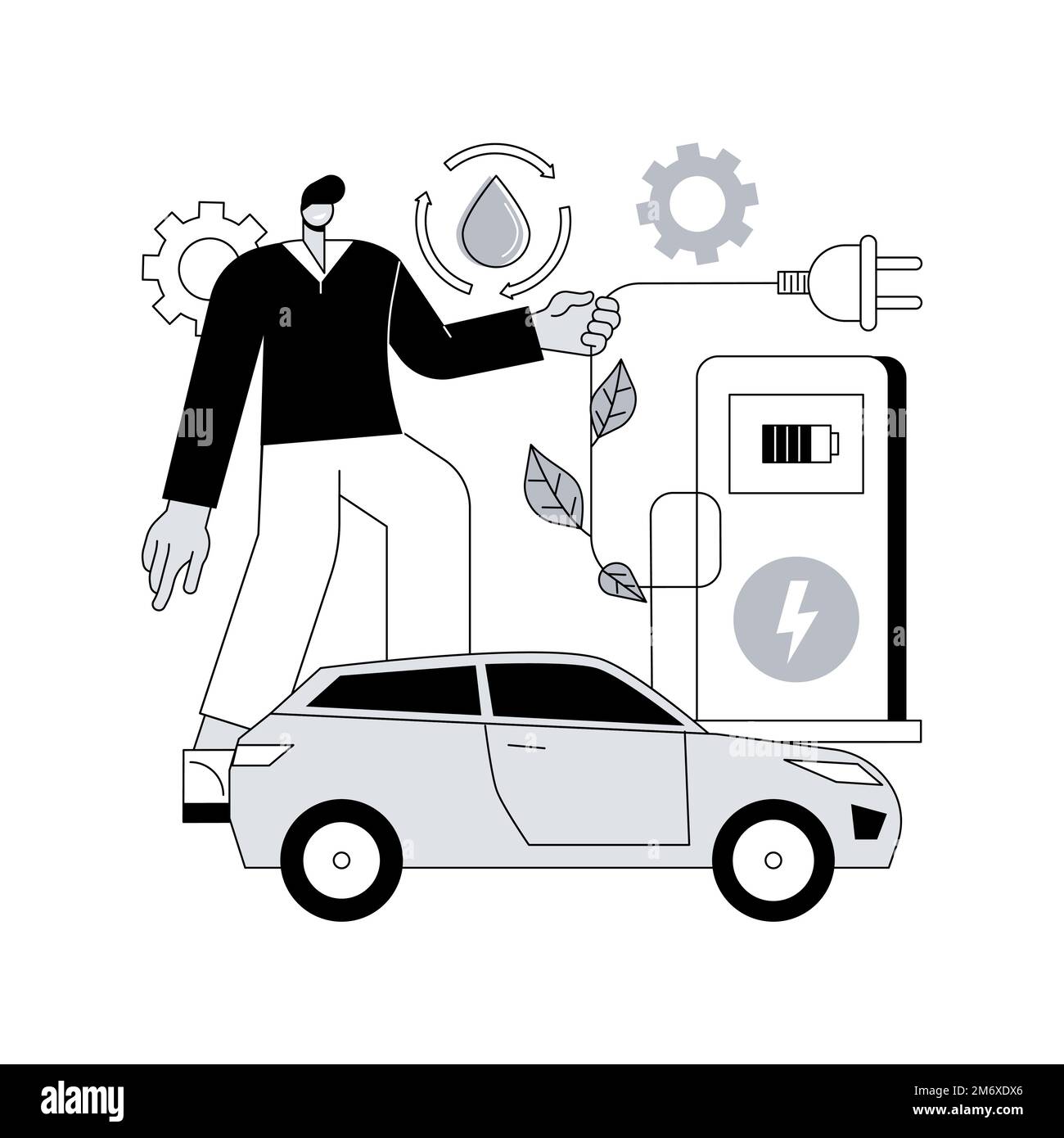 Alternative fuel abstract concept vector illustration. Advanced fuels, chemically stored electricity, non-fossil sources, renewable green energy, elec Stock Vector