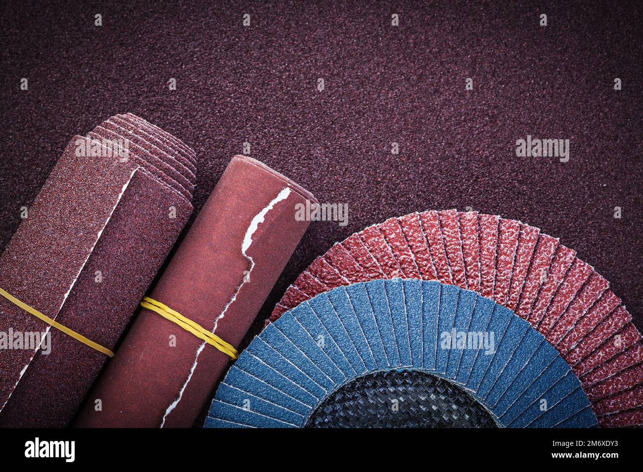Emery paper flap grinding wheels on polishing sheet Stock Photo Alamy