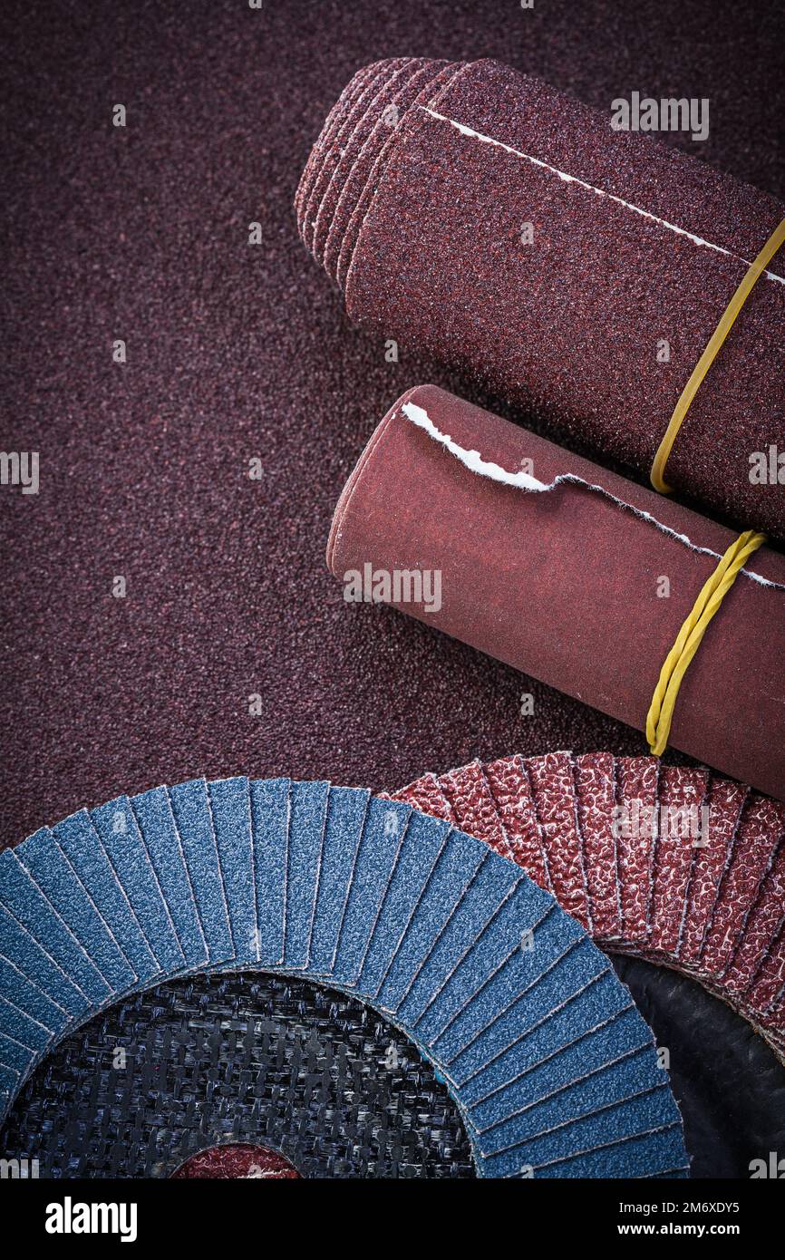 Emery paper abrasive flap wheels on polishing sheet Stock Photo Alamy