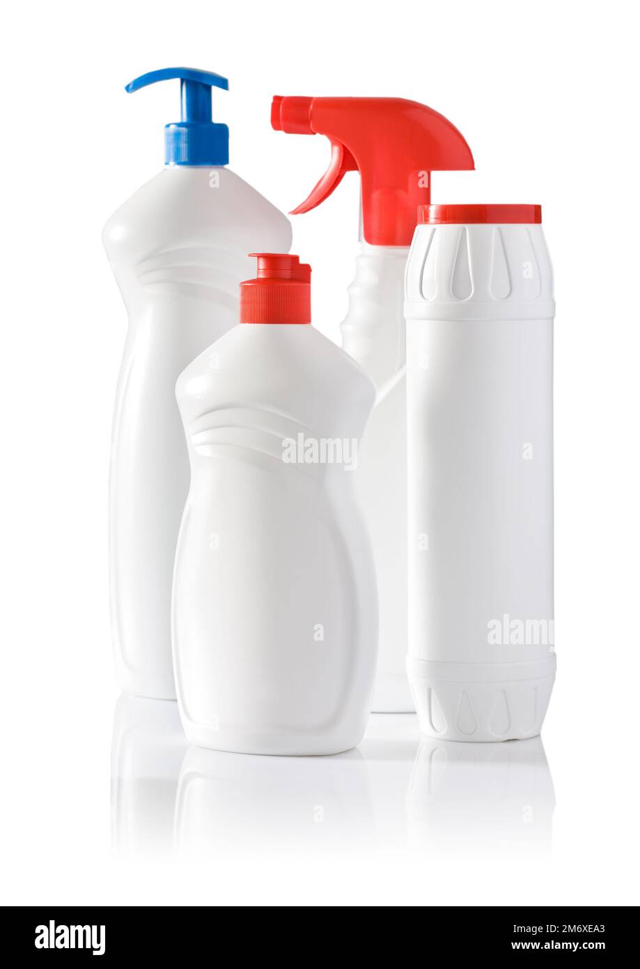 four cleaner bottles isolated Stock Photo Alamy