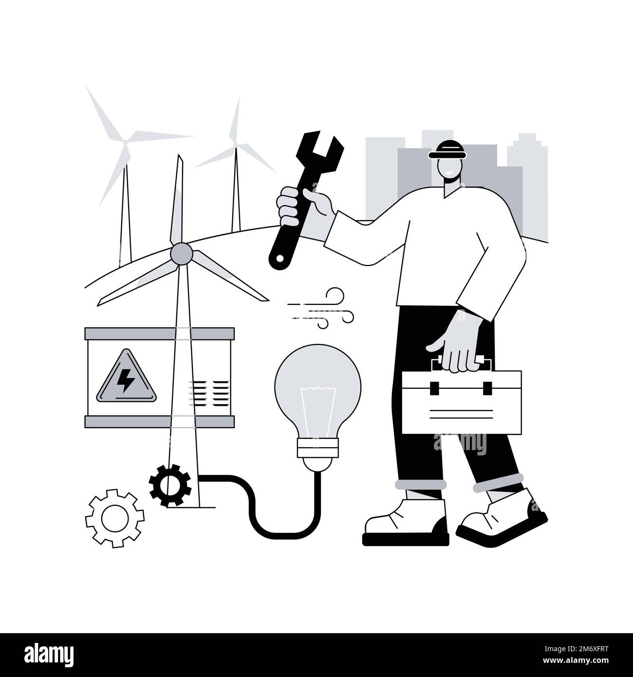Wind power abstract concept vector illustration. Renewable energy