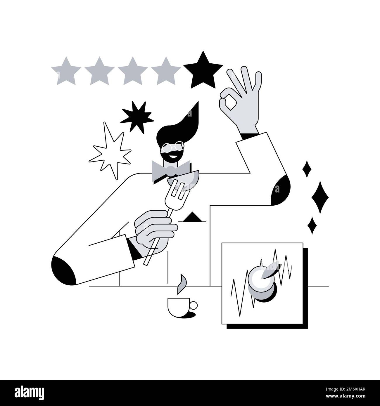 Food critic abstract concept vector illustration. Analyze food 