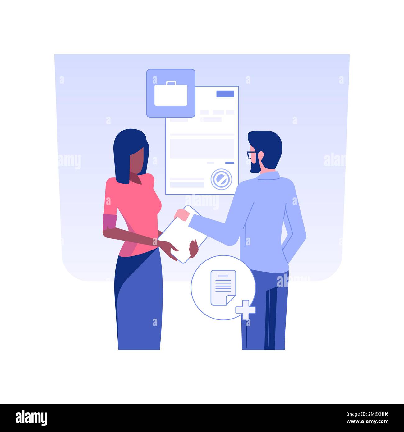 Shares in a company isolated concept vector illustration. Happy worker