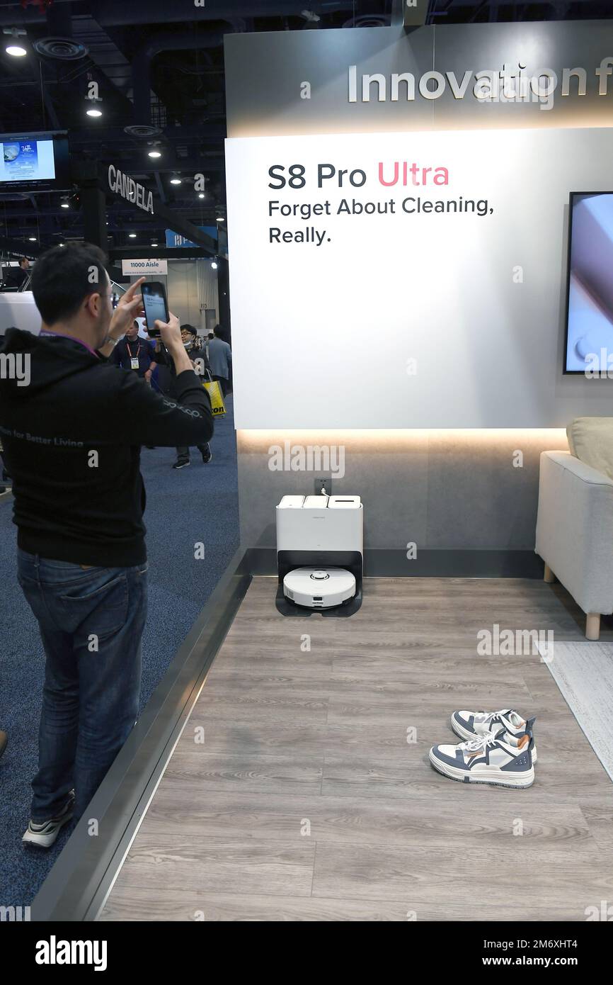Las Vegas, USA. 05th Jan, 2023. Roborock vacuum cleaners are displayed