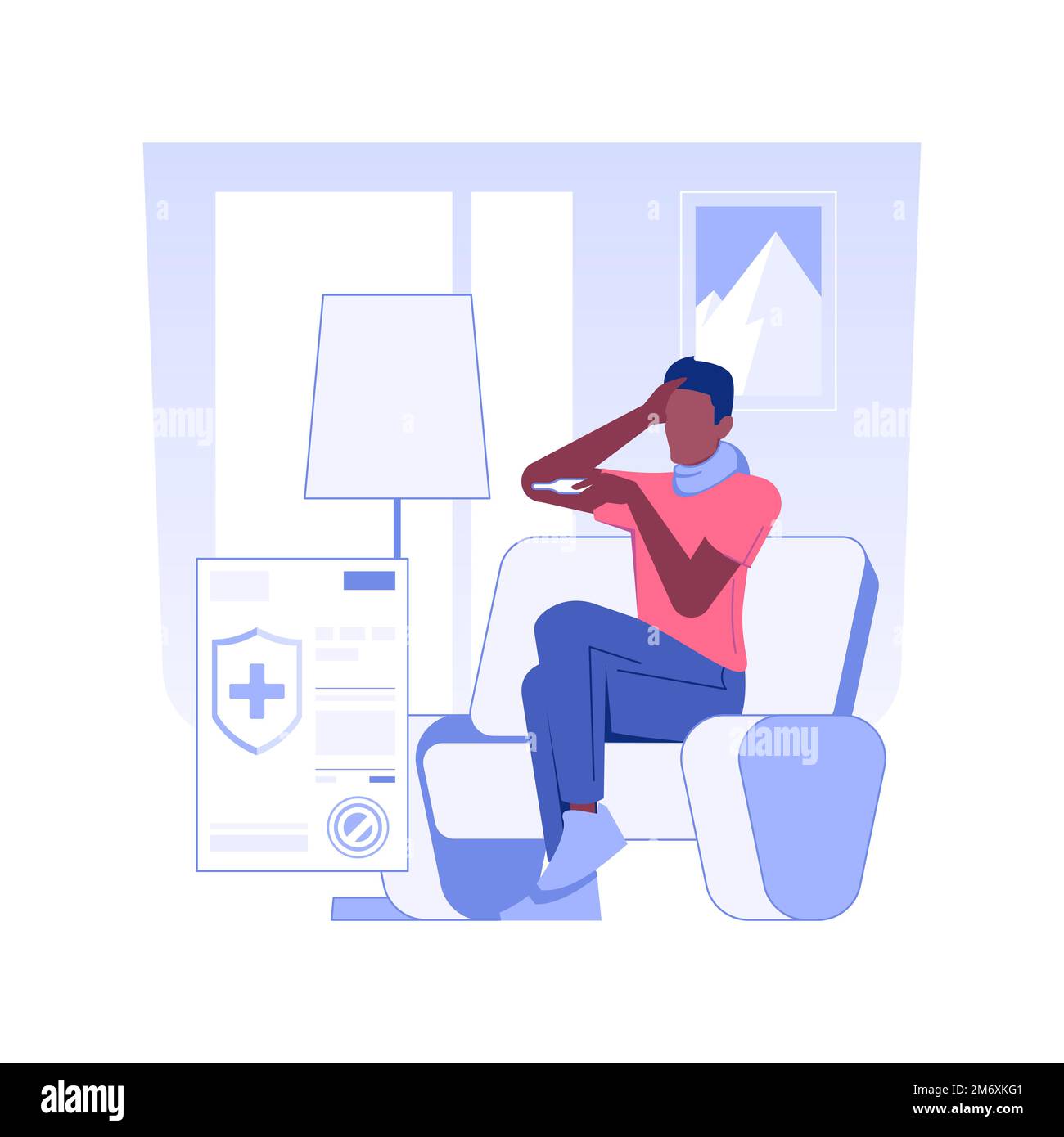 Paid sick leave isolated concept vector illustration. Man with a cold on sick leave, business