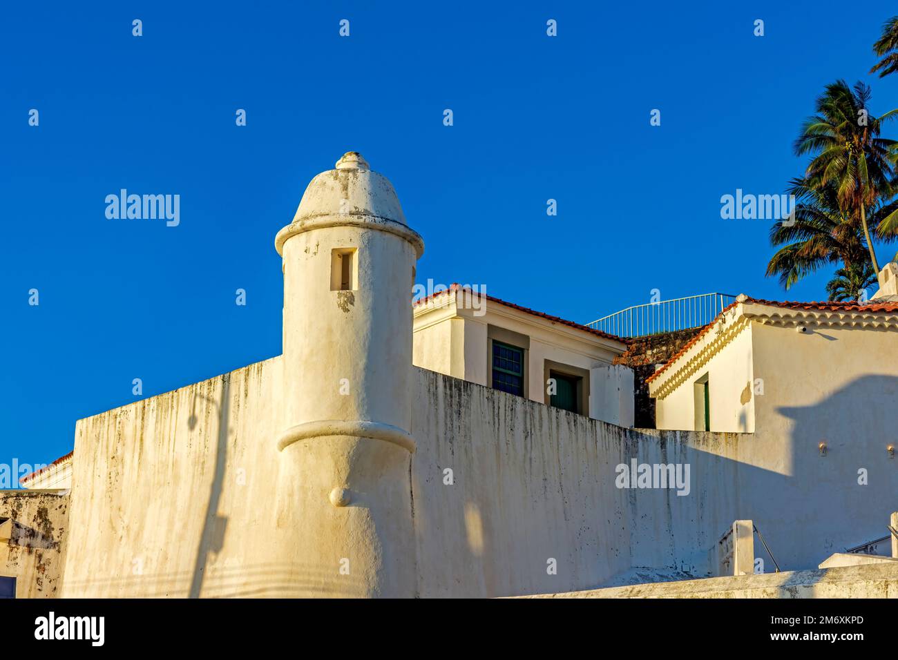 Walls and guardhouse of an old colonial fortification Stock Photo