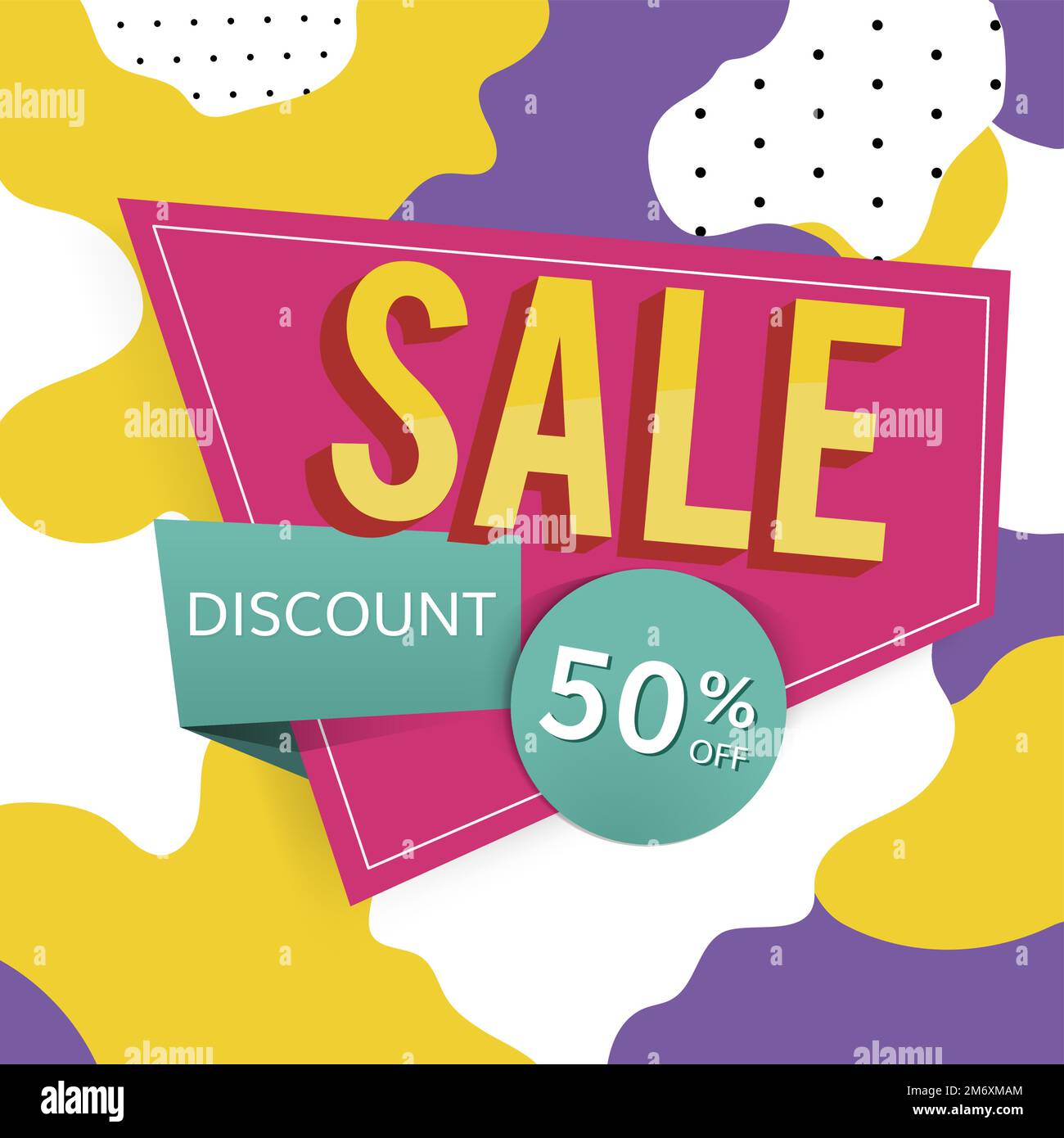 Colorful 50 off shop sale discount promotion badge vector Stock Vector