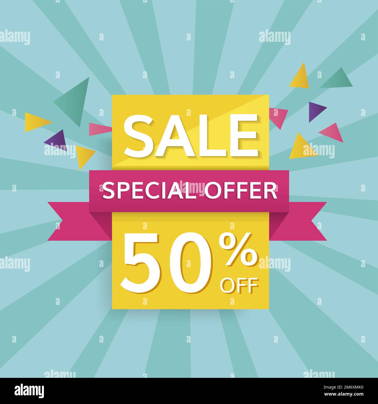 Colorful 50 discount off shop special offer sale promotion badge