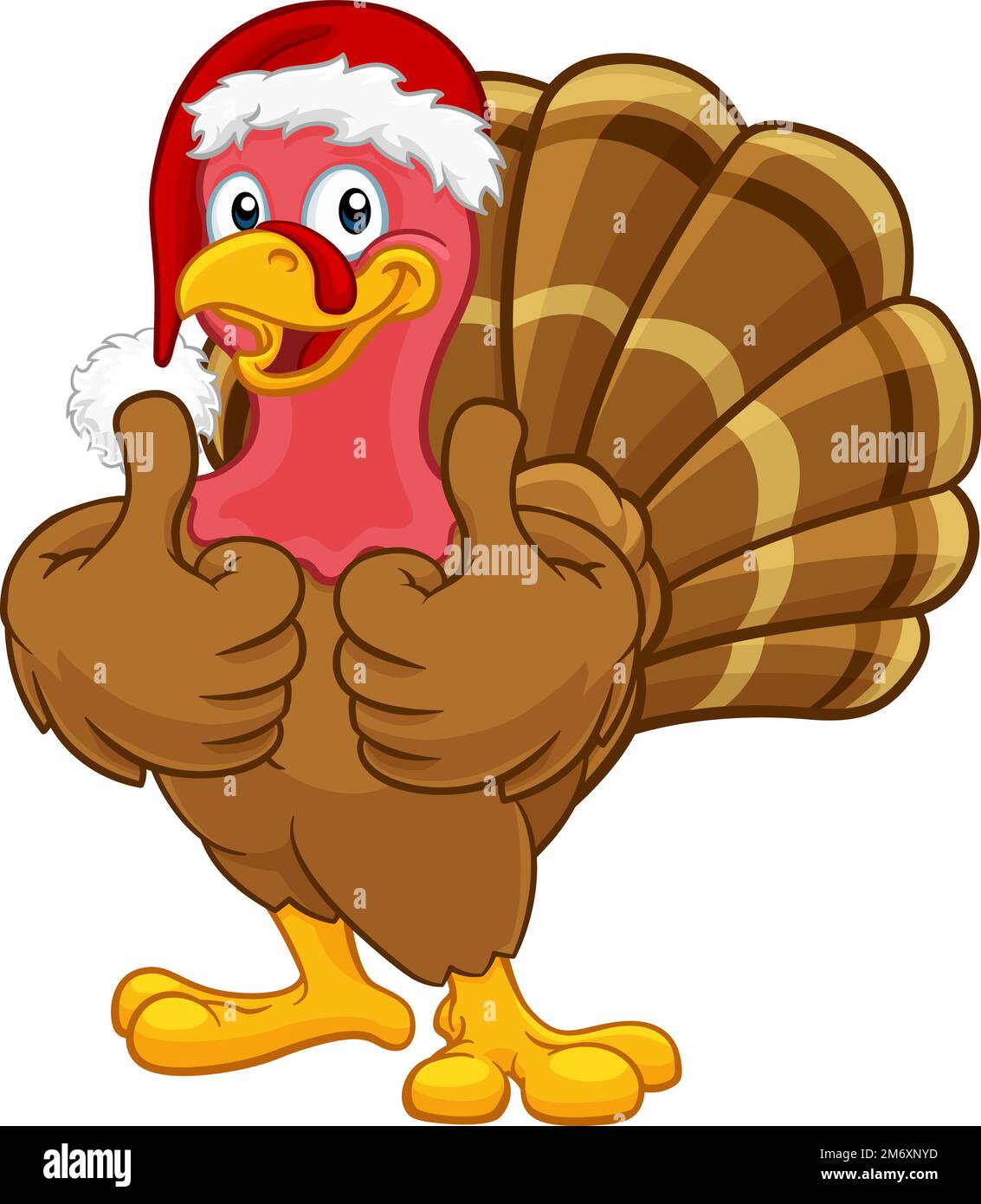 Turkey In Santa Hat Christmas Thanksgiving Cartoon Stock Vector