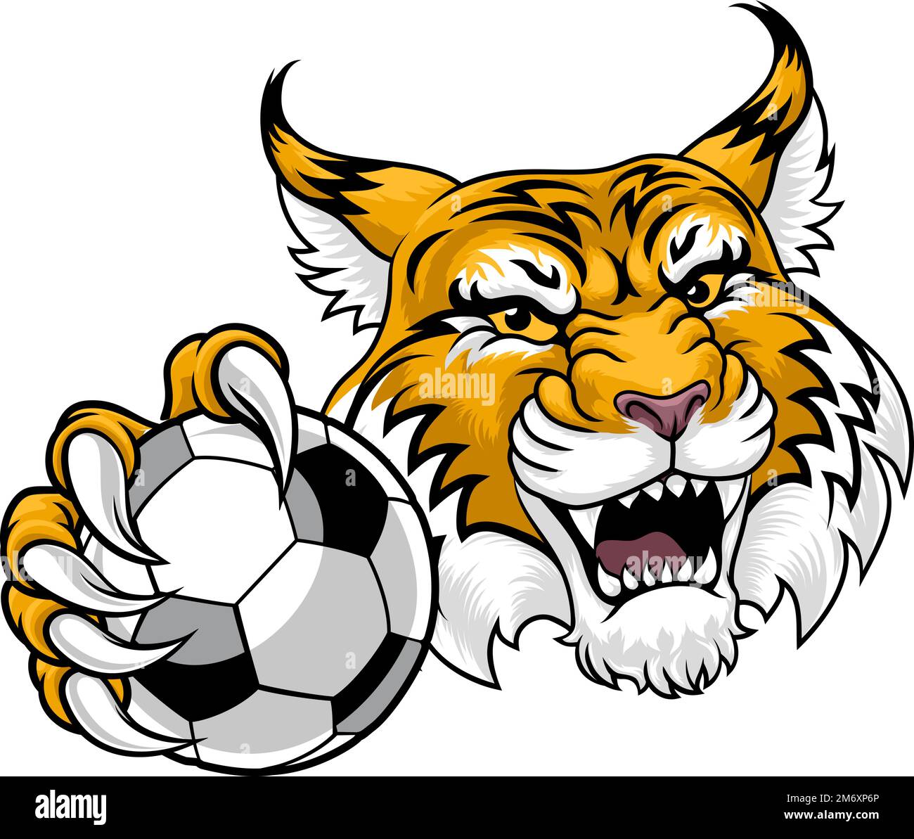 Wildcat Bobcat Soccer Football Animal Team Mascot Stock Vector