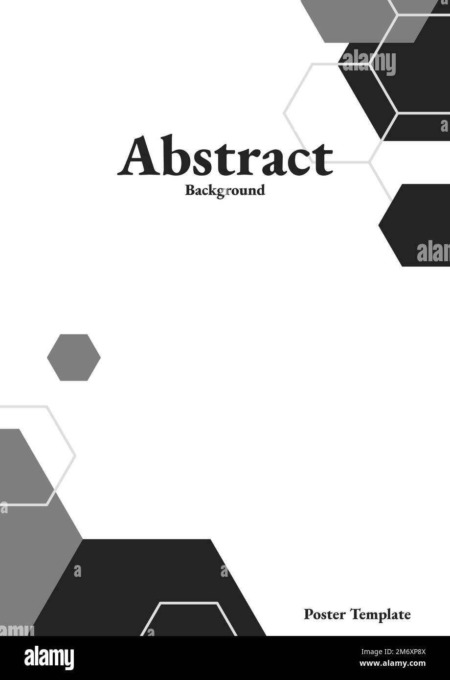 Black and white hexagon geometric pattern poster vector Stock Vector