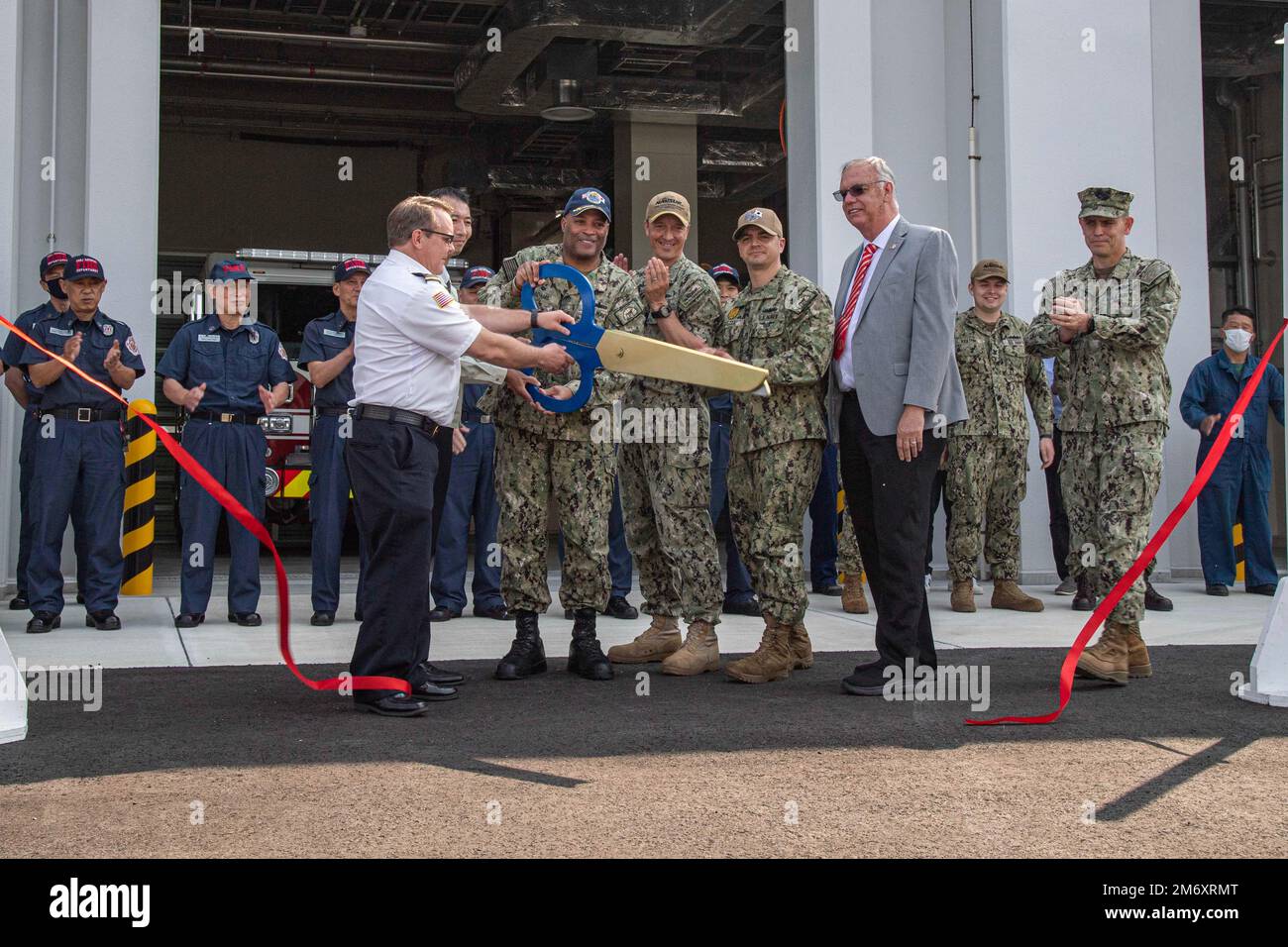 From left, Jared Whittemore, fire chief at Commander Navy Region Japan