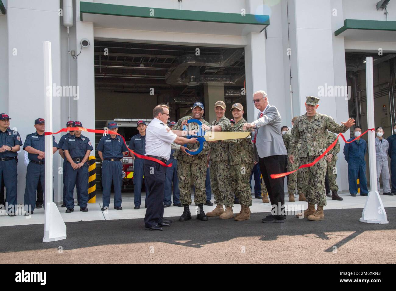 From left, Jared Whittemore, fire chief at Commander Navy Region Japan