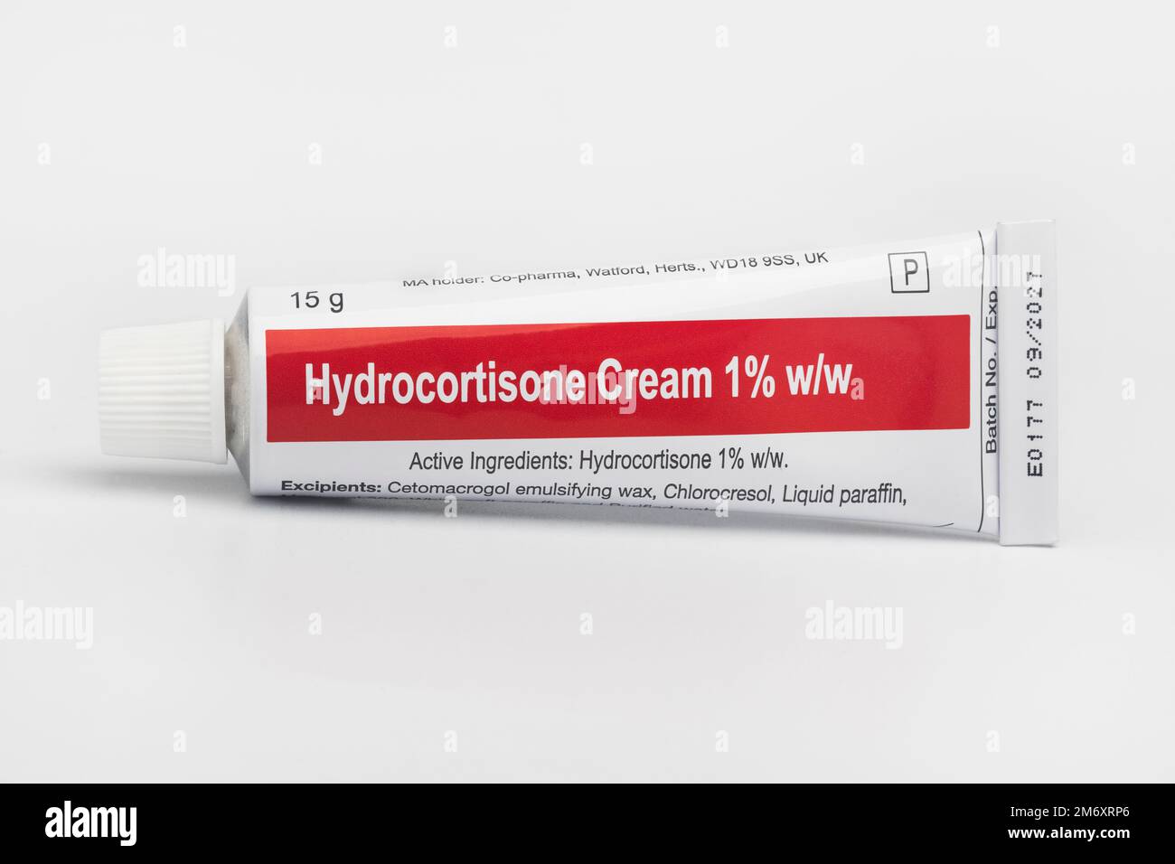 A tube of Co-pharma 1% Hydrocortisone cream Stock Photo