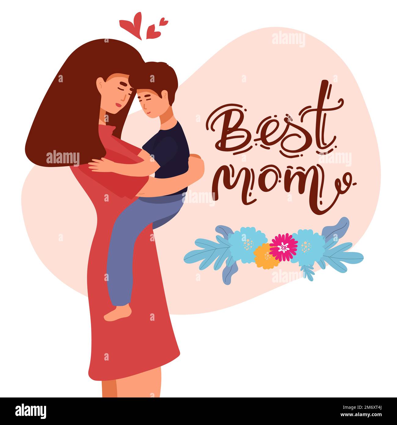 Vector Illustration Of Mother Holding Baby Son In Arms. Happy Mother s ...