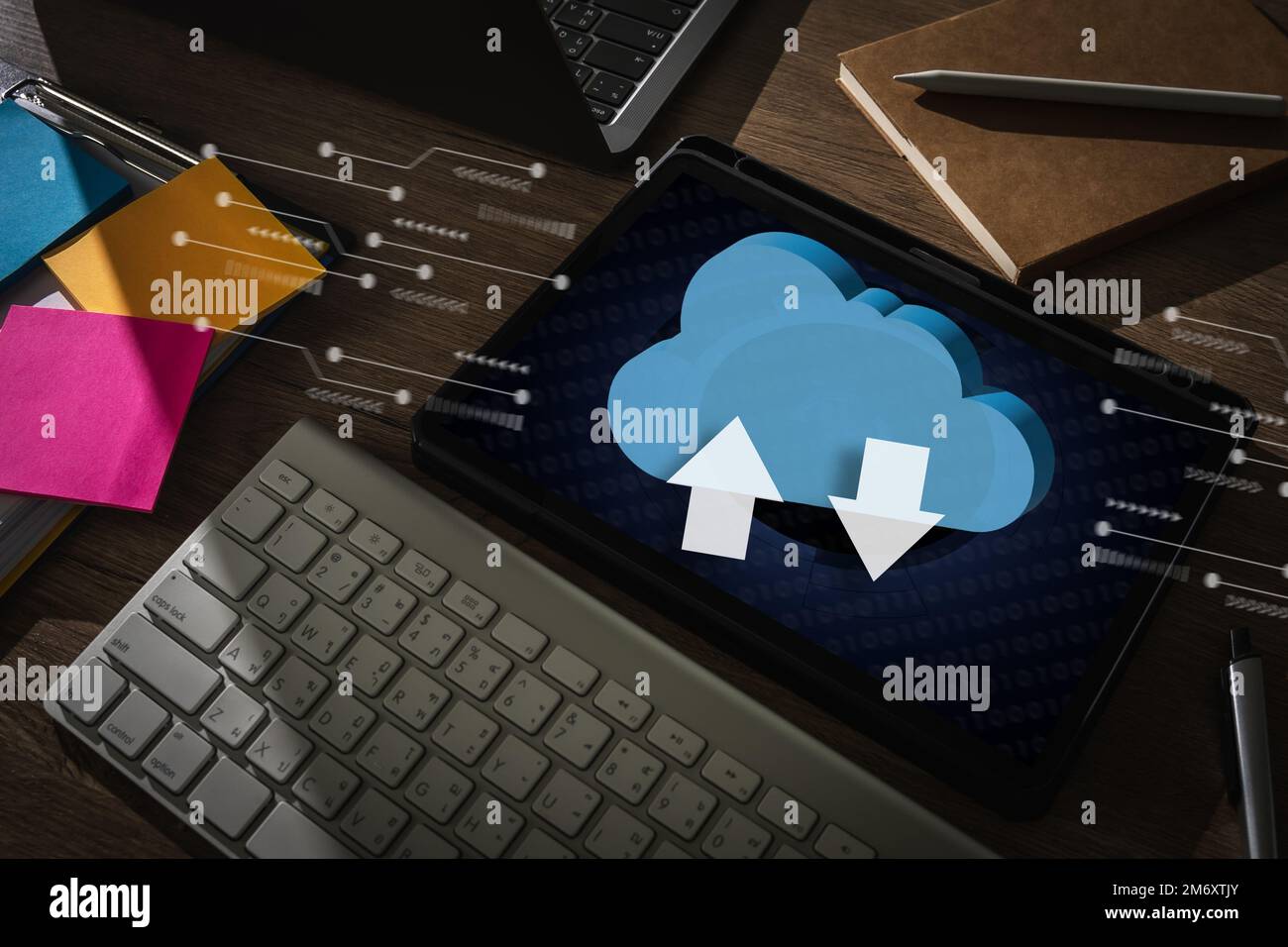 Cloud computing  Businessman  connect devices to cloud technology networking cloud computer Stock Photo