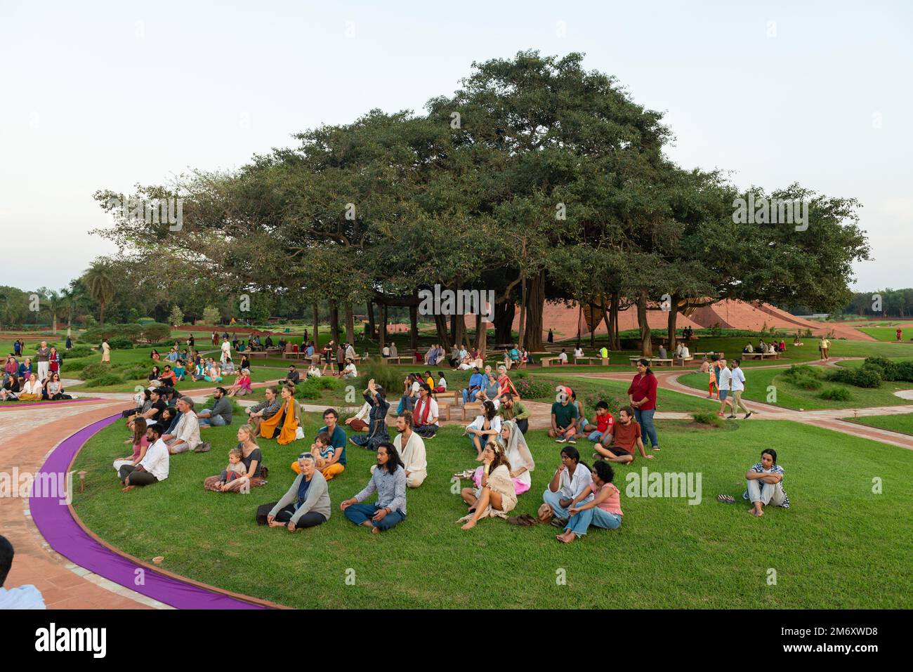 Auroville, India - 31st December 2022: Collective meditation in the ...