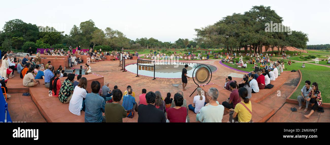 Auroville, India - 31st December 2022: Collective meditation in the ...