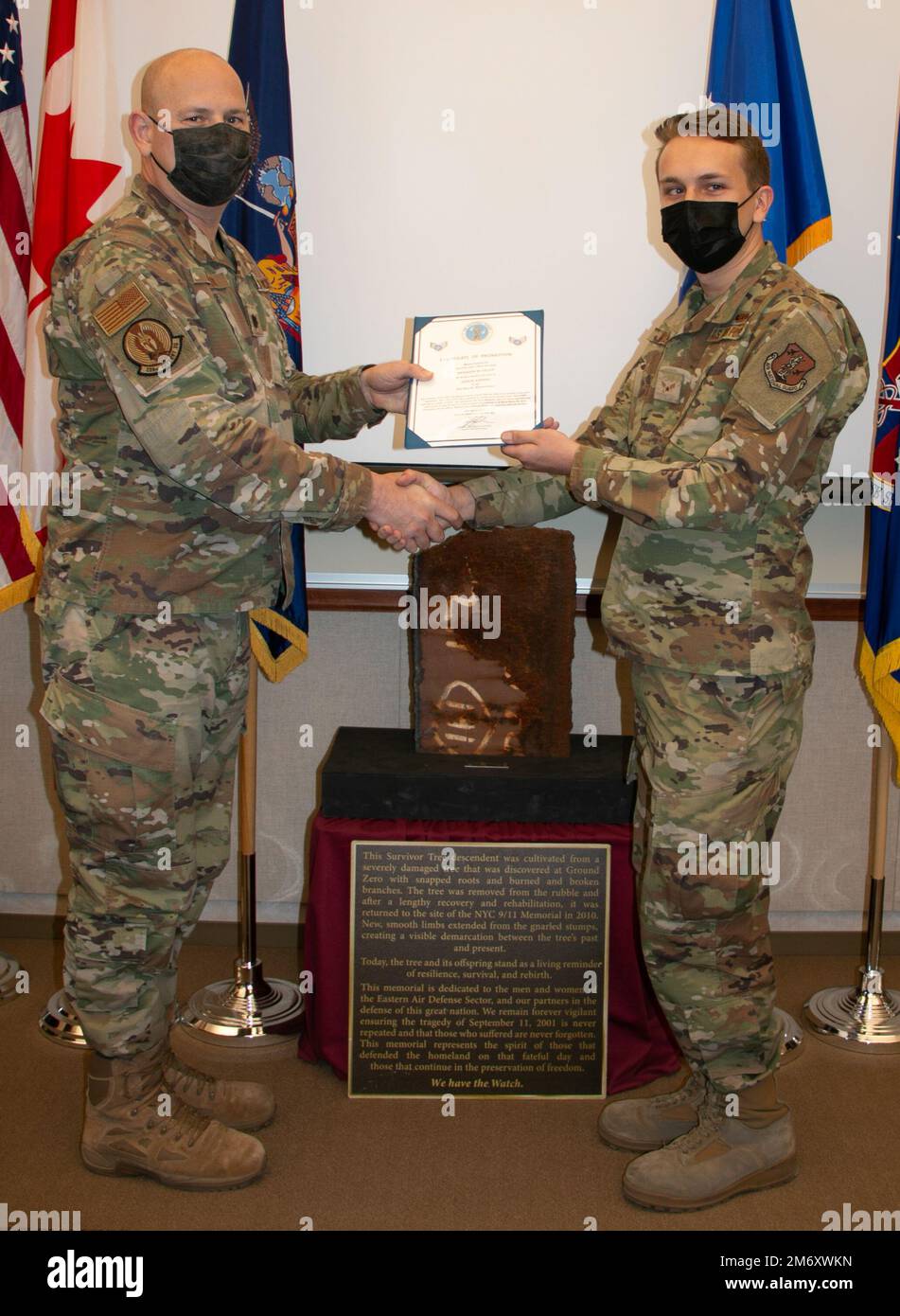 Senior Airman Brandon Keller, right, was promoted at a recent ceremony held at the Eastern Air Defense Sector. Lt. Col. Jason Taylor, Director of Operations at the 224th Support Squadron, was the promoting officer. Stock Photo