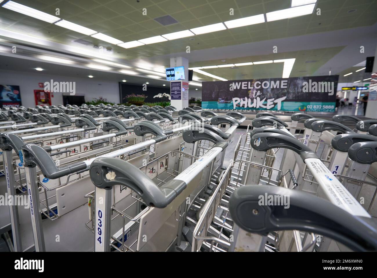 PHUKET, THAILAND CIRCA JANUARY, 2020 close up shot of baggage carts