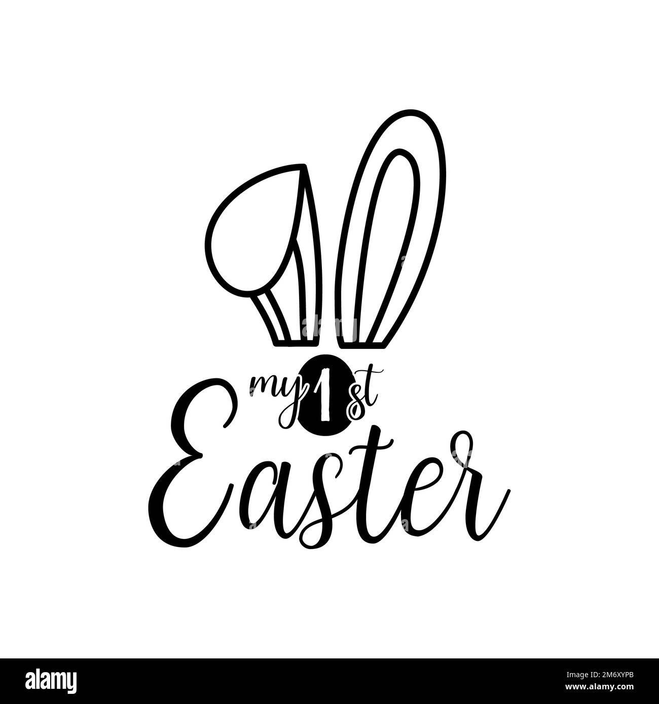 Outline logo of Easter bunny ears with calligraphic lettering Stock ...