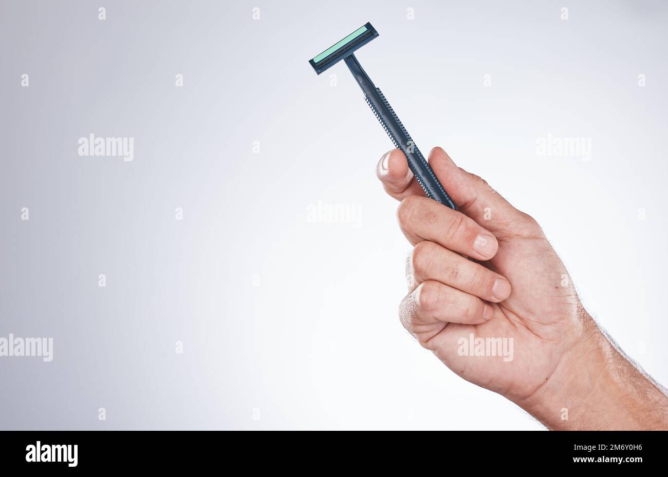 Grooming, shaving and hand with a razor for body hair, hygiene and