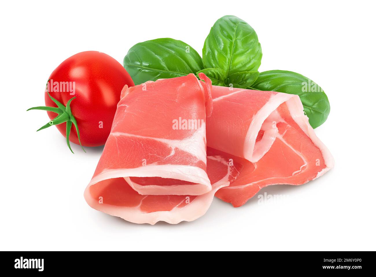 Italian prosciutto crudo or spanish jamon. Raw ham isolated on white