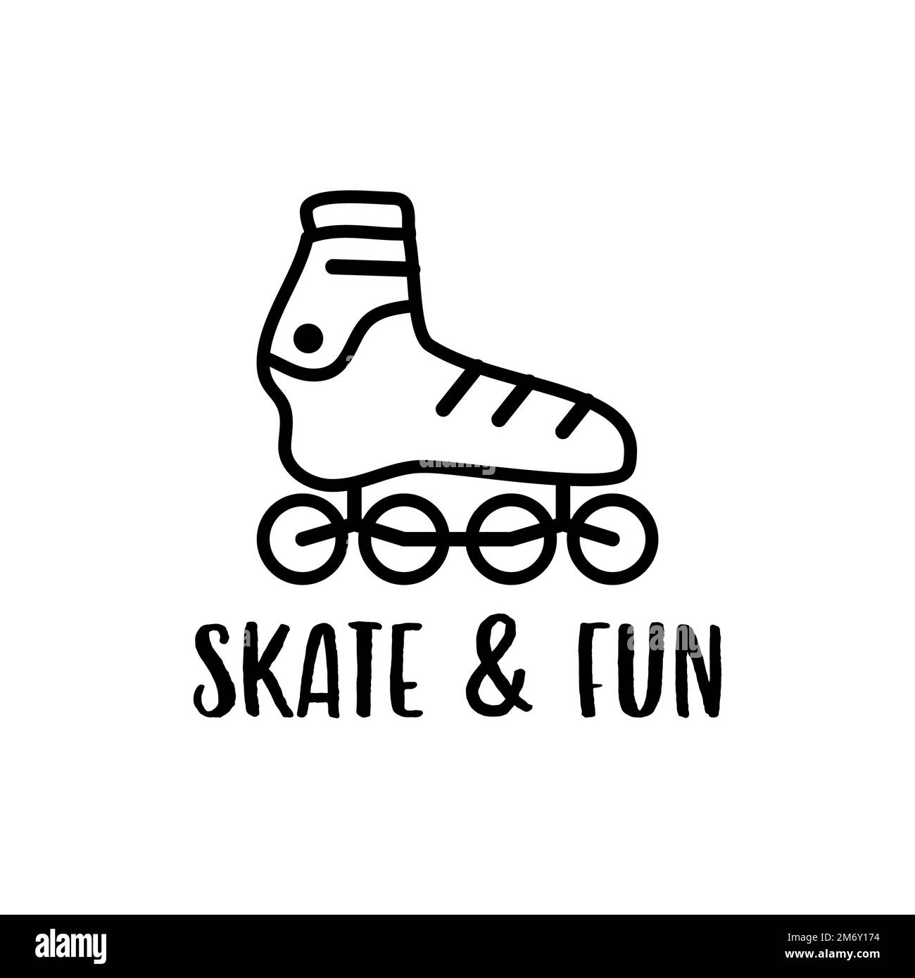 Outline logo emblem with roller skate Stock Photo Alamy