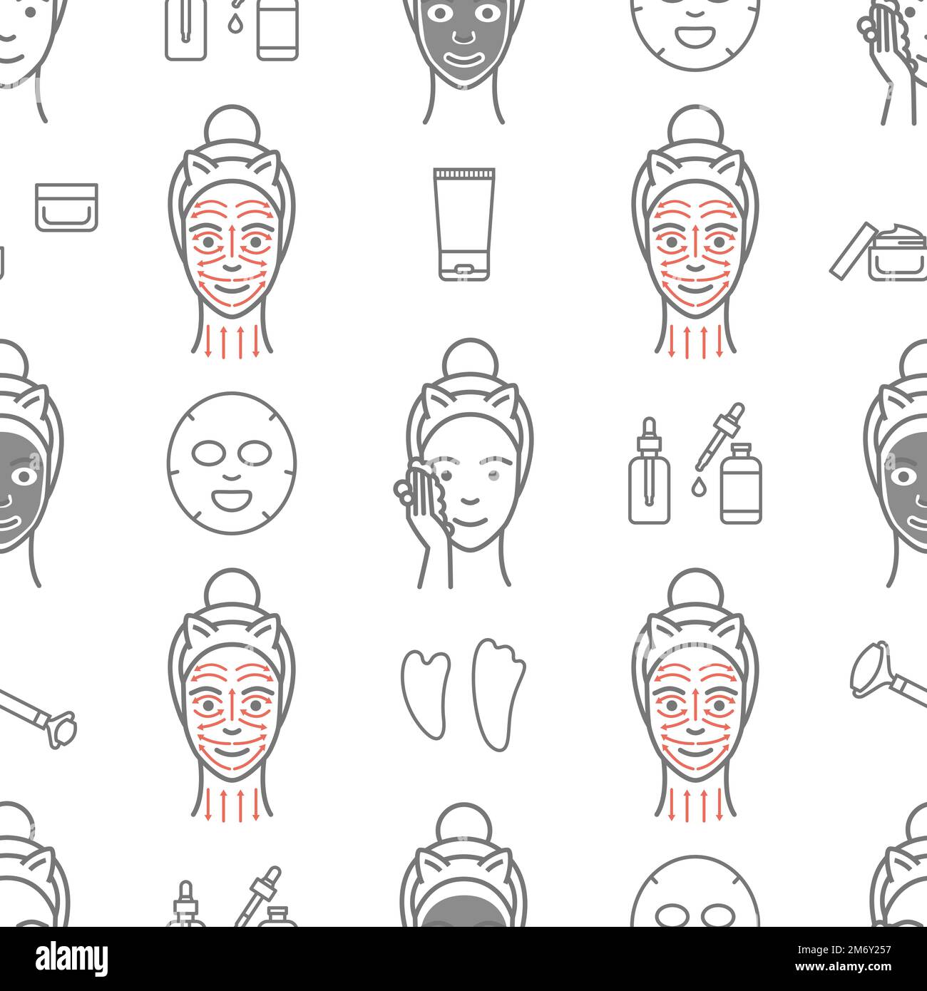 Skin care routine pattern seamless fase roller Stock Vector Image & Art