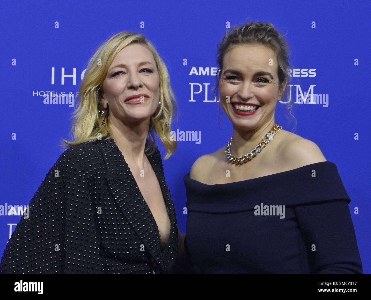 Palm Springs, United States. 05th Jan, 2023. Desert Palm Achievment award recipient Australian actress Cate Blanchett (L) and German actress Nina Hoss attend the 34th annual Palm Springs International Film Festival awards gala at the Palm Springs Convention Center in Palm Springs, California on Thursday, January 5, 2023. Photo by Jim Ruymen/UPI Credit: UPI/Alamy Live News Stock Photo