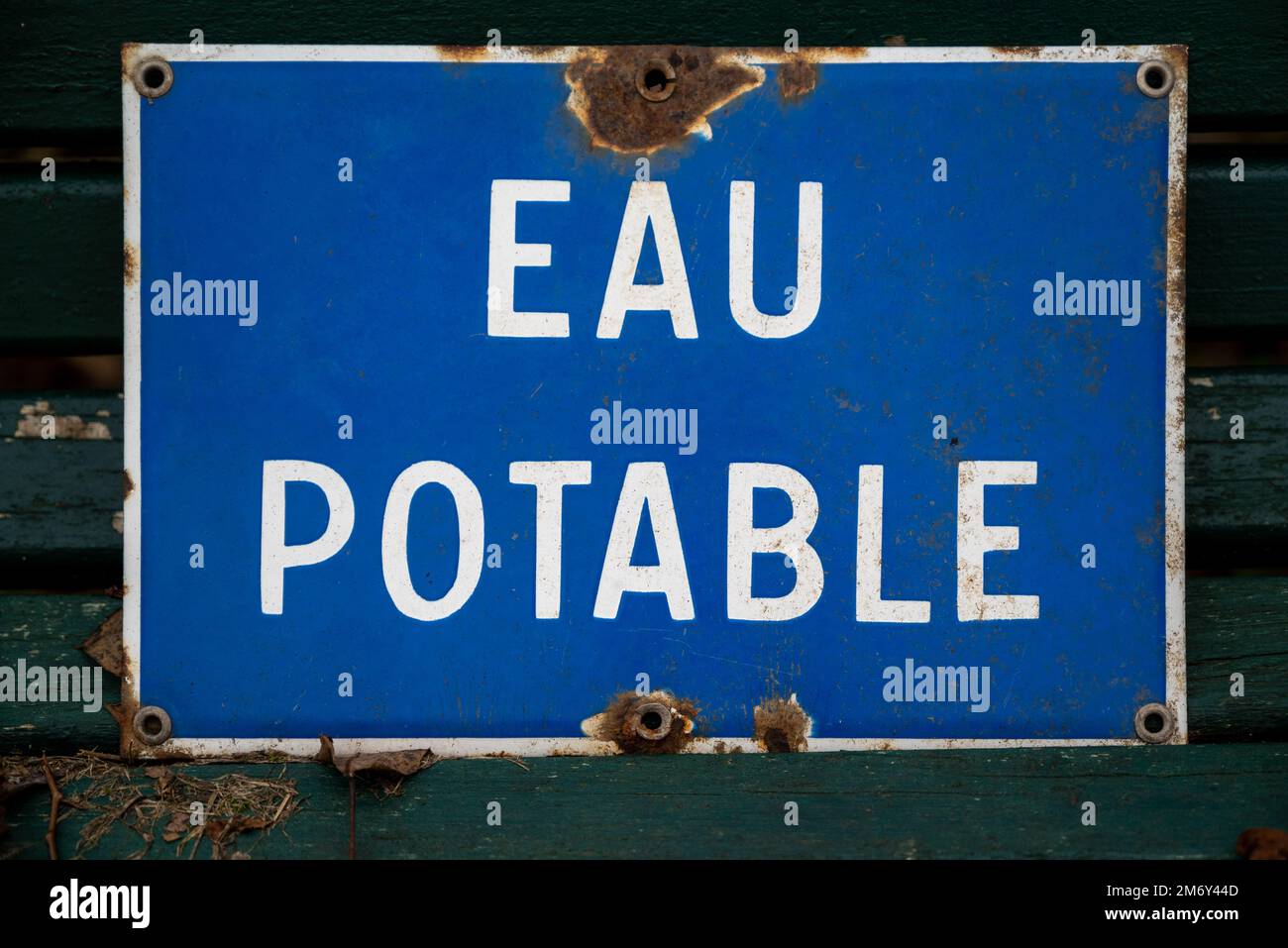Drinking water in French. Road sign Drinking water. Drinking water