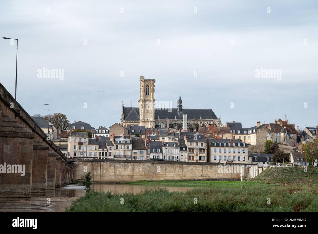 Wide shot of the city of Nevers. France, Bourgogne. Stock Photo