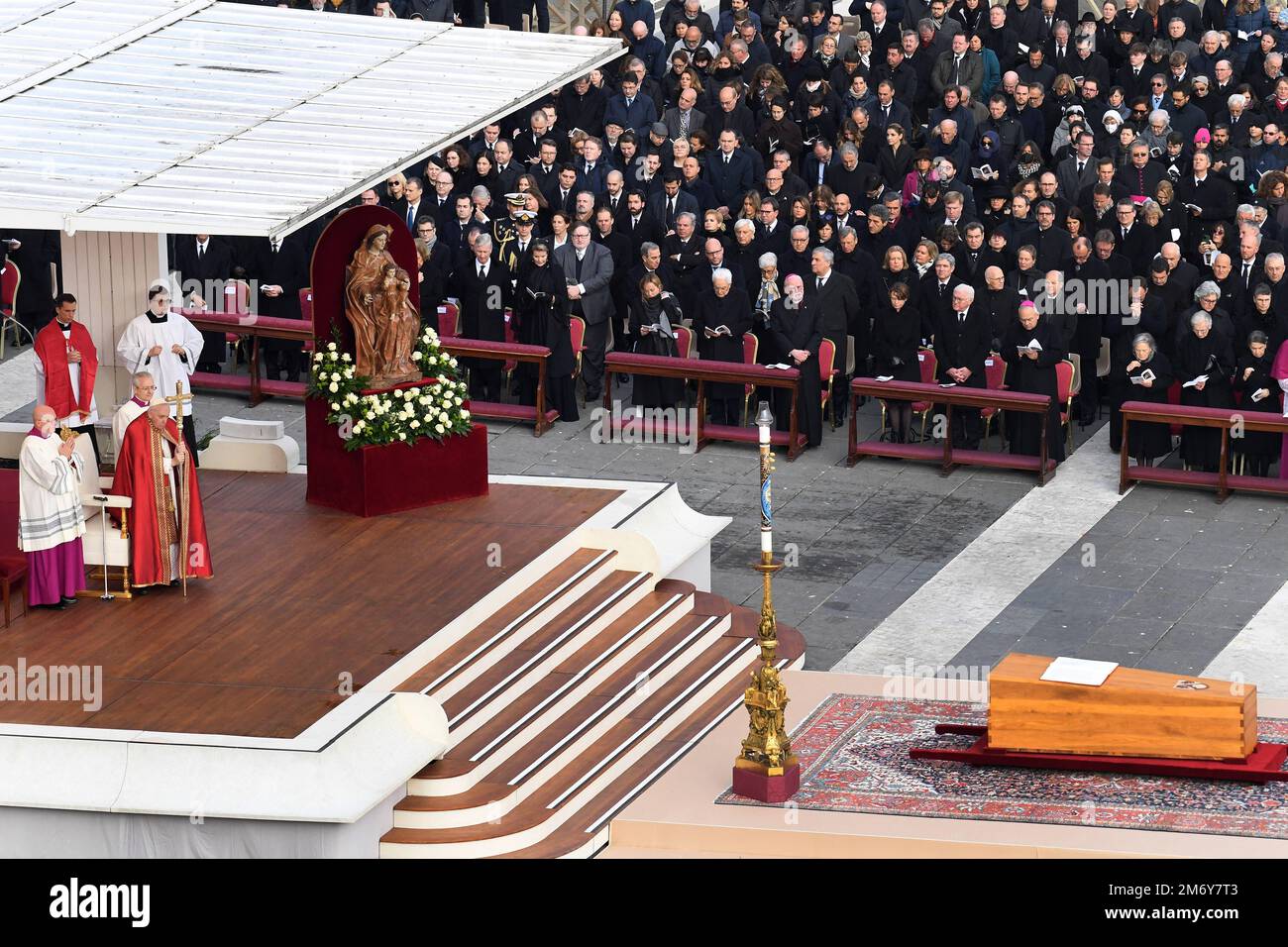 Vatican, January 5, 2023. Pope Francis celebrates the funeral Mass for ...