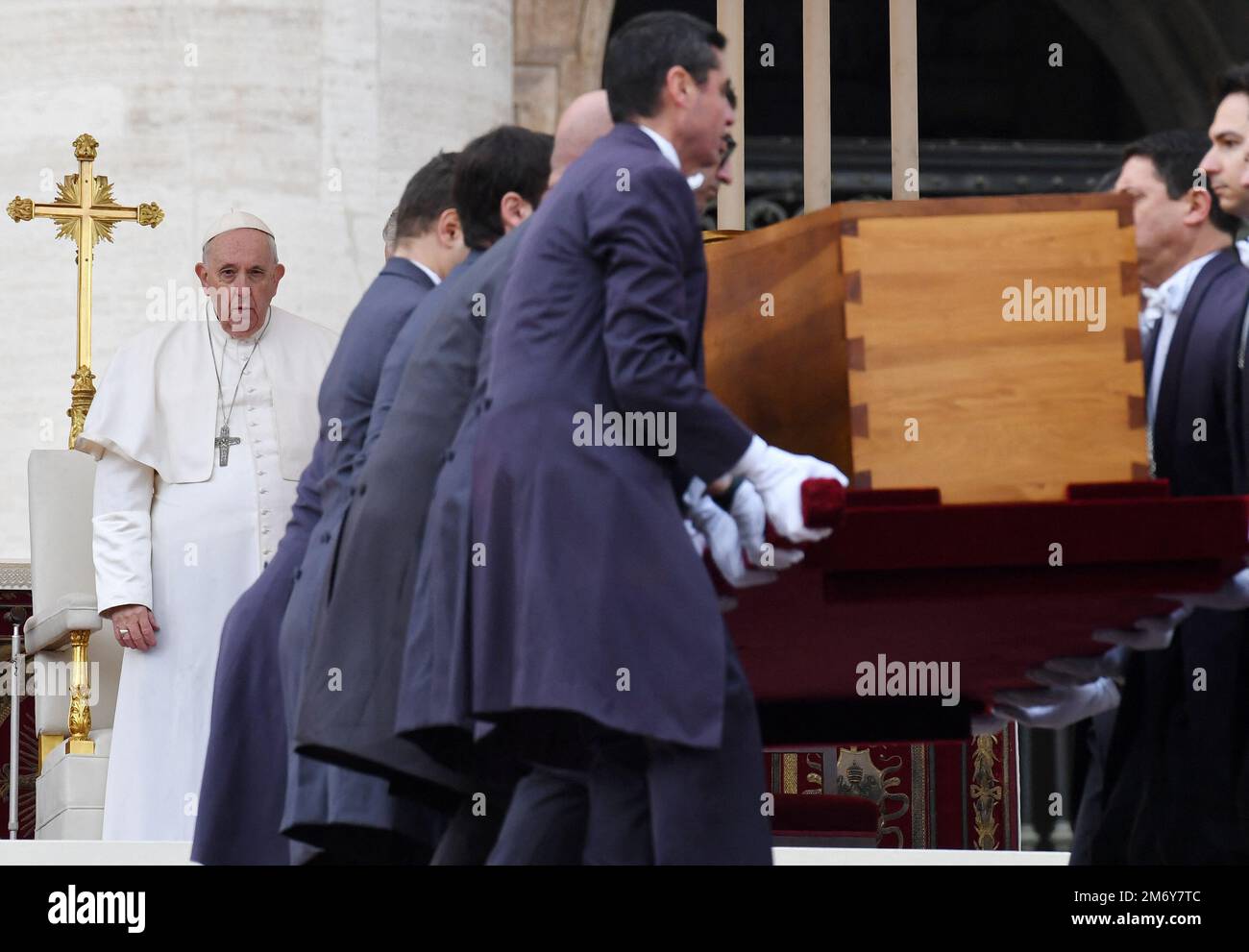 Vatican, January 5, 2023. Pope Francis celebrates the funeral Mass for ...