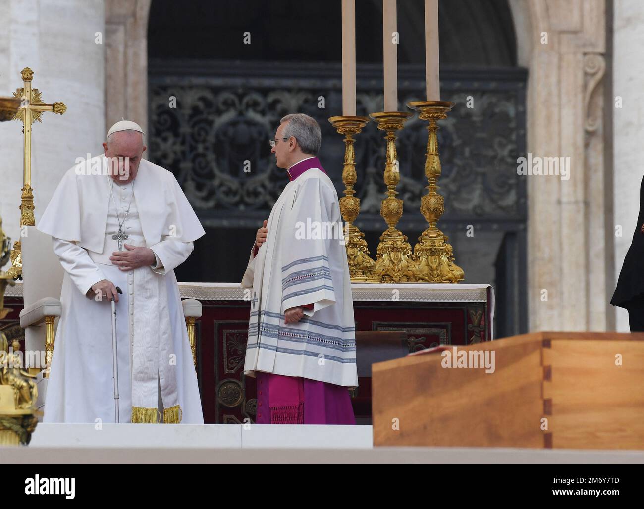 Vatican, January 5, 2023. Pope Francis celebrates the funeral Mass for ...