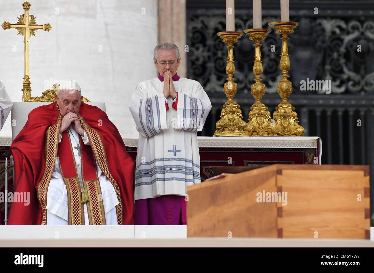 Vatican, January 5, 2023. Pope Francis celebrates the funeral Mass for ...