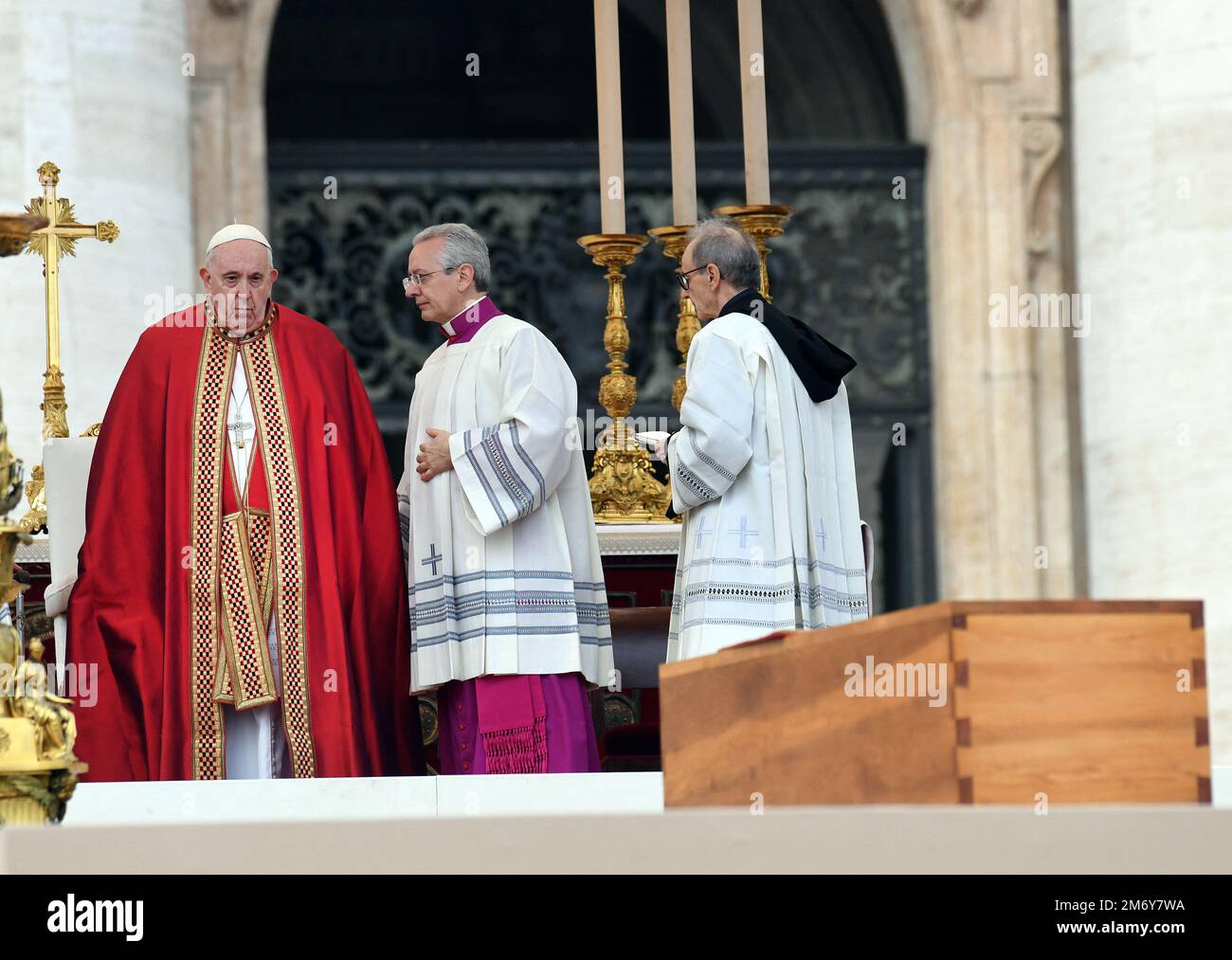 Vatican, January 5, 2023. Pope Francis celebrates the funeral Mass for ...